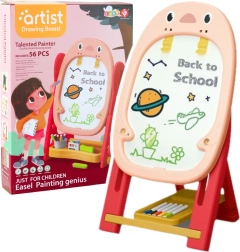 Divpusēja magnētiskā tāfele ar spēlēm bērniem, rozā