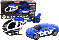 Policijas komplekts: helikopters un auto ar skaņu – zils