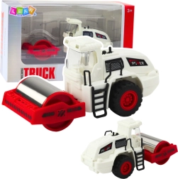 Construction steam roller with metal drum, lights and sounds