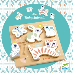 Pastel Baby Animals Inserting Wooden Puzzle Djeco