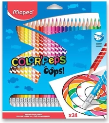 Maped krāsu zīmuļi Color'Peps Oops ar dzēšgumiju, 24 gab.