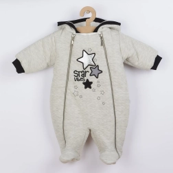Winter baby jumpsuit with hood Koala Star Vibes pink