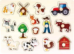 Bino koka puzzle “Farma” (14 detaļas)