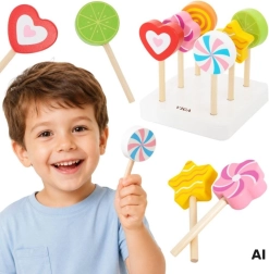 Viga wooden lollipop set with stand for children 18m+