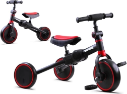 Tiny Bike 3v1 bērnu stumjamais ritenis, trīsritenis un līdzsvara velosipēds – Melna
