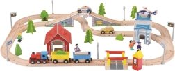 Koka vilciena trase ar 80 detaļām 2Kids Toys