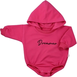 Baby sweat bodysuit baggy with hood KOALA Dreamer – dark pink