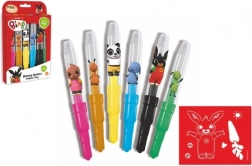 Pūšamie flomāsteri BING ar šabloniem, 6 krāsas