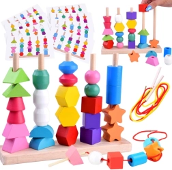 Koka izglītojošā puzle un vēršanas komplekts, 25 detaļas