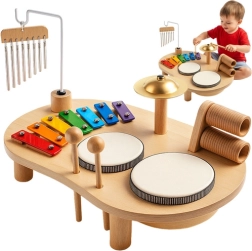 Kruzzel wooden musical table with percussion instruments