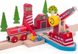 Koka glābēju komplekts Bigjigs Rail Ugunsdzēsēji