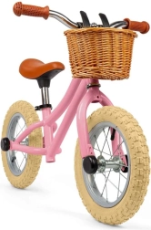 Bigjigs Toys rozā līdzsvara skrejritenis ar pītu groziņu