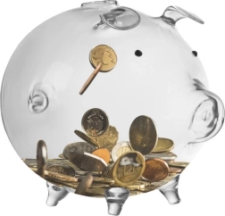 Caurspīdīga stikla cūciņkrājkase Ruhhy