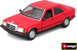 Bburago 1:24 Plus 1987 Mercedes-Benz 190E sarkans metāla auto modelis