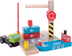 Bigjigs Rail konteineru pārkraušanas terminālis ar magnētisko celtni