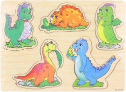 Koka ieliekamā puzle ar dinozauriem