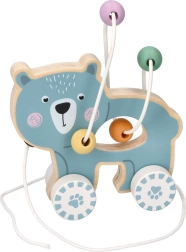 Koka velkamā rotaļlieta ar krellīšu labirintu - Lācītis