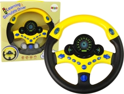 Interaktīvs dzeltens stūres rats – bērnu braukšanas simulators ar skaņām un gaismām