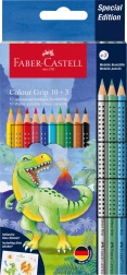 Krāsainie zīmuļi Faber-Castell Colour Grip Dinosaurus 10+3