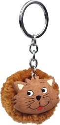 2KIDS TOYS koka atslēgu piekariņš no koka ar bumbuli – kaķis