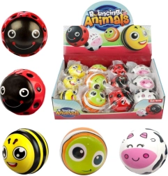 Lēkājoša bumbiņa ar dzīvnieciņiem 6 cm no gumijas