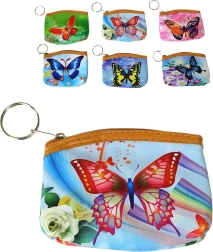 Children's zip wallet with butterflies and a ring - 1 piece