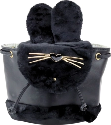 Children's plush backpack black with adjustable strap