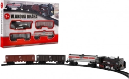 Plastmasas vilcieniņš ar gaismu un skaņu, uz baterijām, ar sliedēm 104 × 68 cm