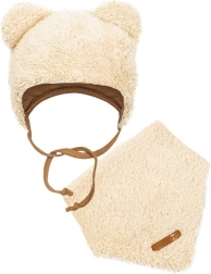 Ziemas zīdaiņu komplekts New Baby Teddy bear cepure un kakla lakats bēšs