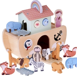 Wooden Noah’s ark with animal figures – educational sorter