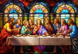 Dimanta gleznošana Pēdējās vakarēdiena vitrāža 80 × 40 cm