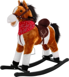 Rocking plush horse with music and sounds for children – Light brown
