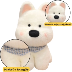 Plush Dog with Blue Scarf White 33cm