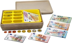 Bērnu kases komplekts ar eiro banknotēm un monētām
