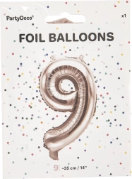 Foil balloon number 9 pearly pink 35 cm