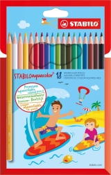 Akvareļkrāsu zīmuļu komplekts STABILO Aquacolor 18 gab.
