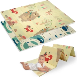 Divslāņu saliekams XPE putu paklājiņš 120 × 180 cm ar dzīvnieku un ceļu motīviem HUMBI