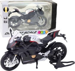 Metāla sporta motocikls 1:12 ar apgaismojumu un skaņām – melns V4