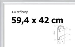 Alumīnija rāmis puzlēm un plakātiem A2 59,4 × 42 cm – sudraba