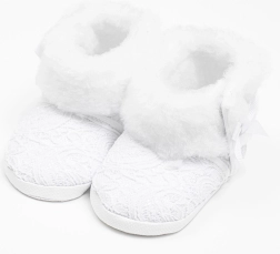 Zīdaiņu ziemas mežģīņu zābaciņi New Baby, balti, 0–3 mēneši