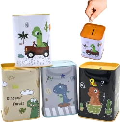 Metāla naudas krājkase dinozaurs mašīnā 11 × 8 cm