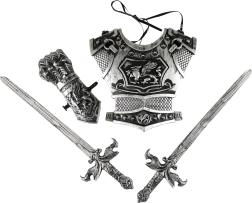 Bruņinieku komplekts ar sudraba zobeniem bērniem