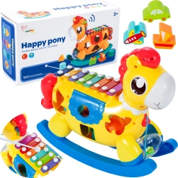 Šūpojamais zirgs ar šķirotāju un zvārguļiem