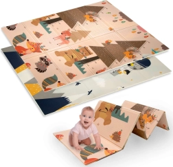 Divslāņu saliekams XPE putu rotaļu paklājs 120 × 180 cm ar dzīvnieciņu un kalnu motīvu Humbi