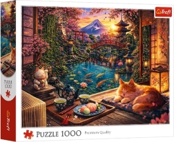 1000-piece puzzle: Cat in a Sakura Garden
