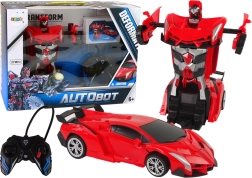 Transformējoša auto–robota rotaļlieta ar tālvadību, sarkana