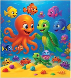 Koka puzle astoņkājis un bruņurupucis WOODEN CITY, 20 gabaliņu