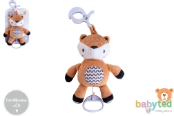 Pūkains uzvelkams stirniņš ar melodiju un klipsi ratiņiem un gultiņai 30 cm