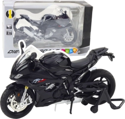 Metāla sporta motocikla modelis ar gaismām un skaņu, melns, 1:12