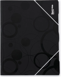 A4 elasticated folder black and white, black